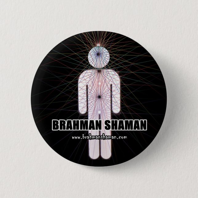 Badge Rond 5 Cm CHAMAN de BRAHMAN - bouton de Chakra (Devant)
