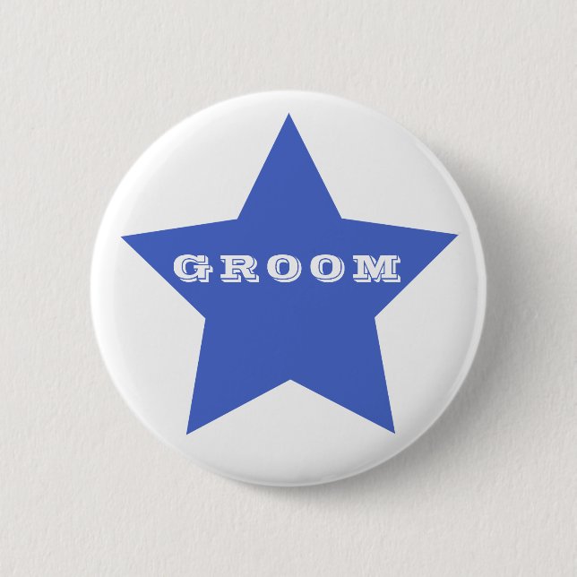 Badge Rond 5 Cm CHAMBRE | Bouton étoile bleu de la Big Navy (Devant)