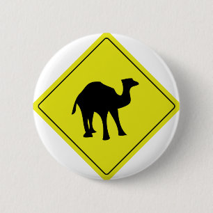 Badge Rond 5 Cm chameau australien jaune panneau routier