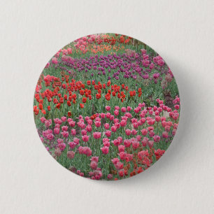 Badge Rond 5 Cm Champ De Tulipes