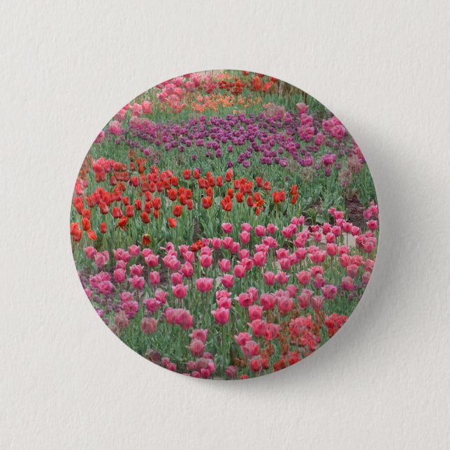 Badge Rond 5 Cm Champ De Tulipes (Devant)