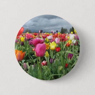 Badge Rond 5 Cm Champ de tulipes