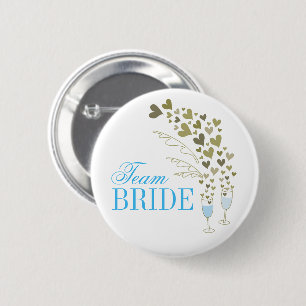 Badge Rond 5 Cm Champagne Bleu Vive l'Équipe de la Mariée Mariage
