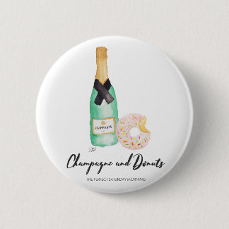 Badge Rond 5 Cm Champagne et bouton d'aquarelle de butées toriques