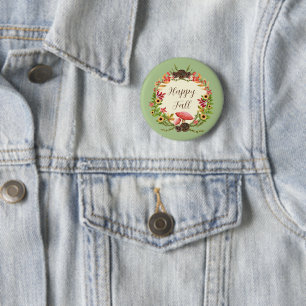 Badge Rond 5 Cm Champignon et tournesols avec texte personnalisabl
