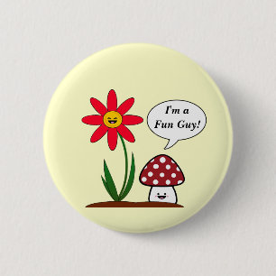 Badge Rond 5 Cm Champignon mignon Kawaii