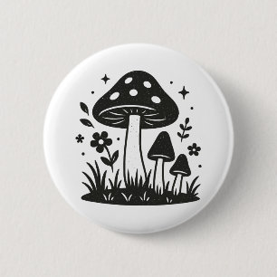 Badge Rond 5 Cm Champignons