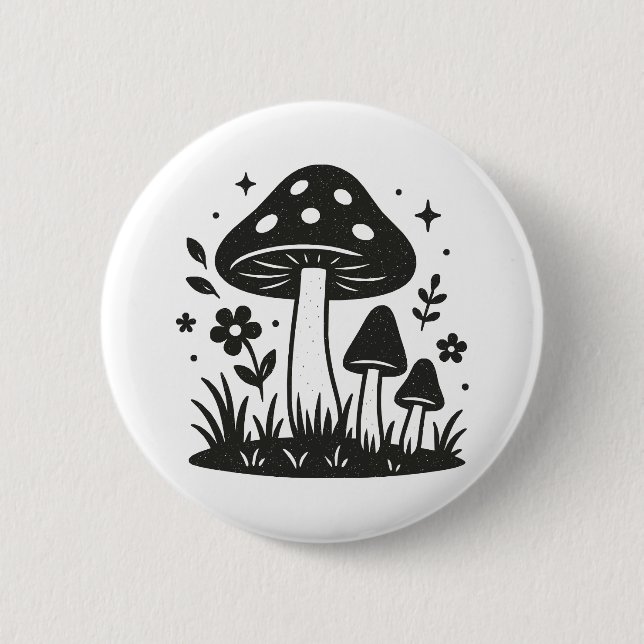 Badge Rond 5 Cm Champignons (Devant)