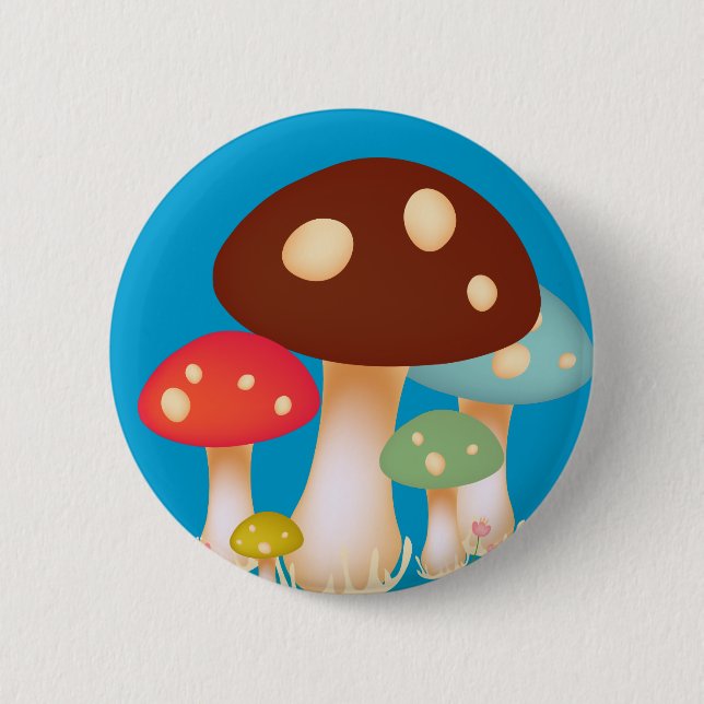 Badge Rond 5 Cm Champignons (Devant)