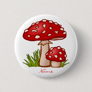 Badge Rond 5 Cm Champignons Amanita Rouge Thunder_Cove