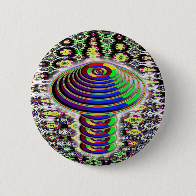 Badge Rond 5 Cm Champignons arc-en-ciel - Géométrique (Devant)