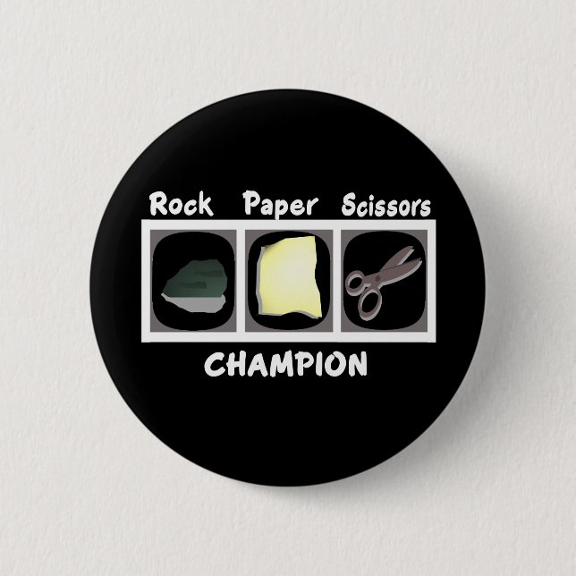 Badge Rond 5 Cm Champion des ciseaux de papier rock (Devant)