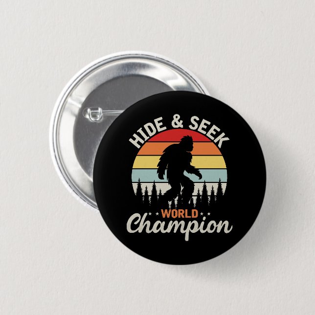 Badge Rond 5 Cm Champion du Monde de Cache-Cache de Bigfoot (Devant & derrière)