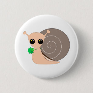 Badge Rond 5 Cm Chance d'escargot avec bouton Clover