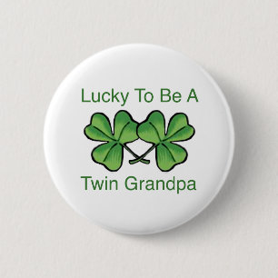 Badge Rond 5 Cm Chanceux pour être grand-papa jumeau