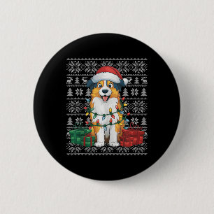 Badge Rond 5 Cm Chandail de Noël style laide Chien de Berger Austr