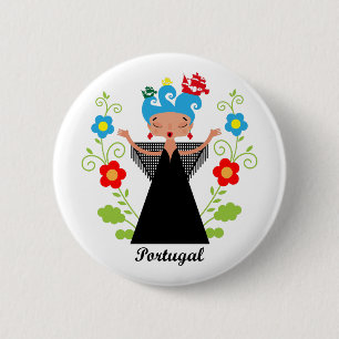 Badge Rond 5 Cm Chanteur et navire portugais
