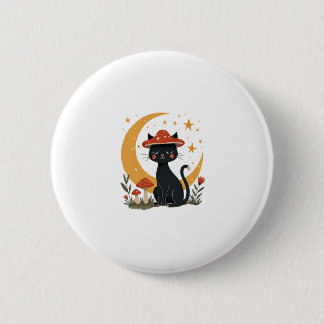 Badge Rond 5 Cm Chapeau de champignon pour chat Cottagecore chaton