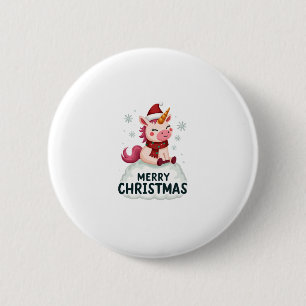 Badge Rond 5 Cm Chapeau de Noël licorne mignon T-Shi de Noël licor