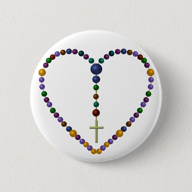 Badge Rond 5 Cm Chapelet #1 de perle (Devant)