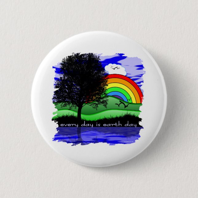 Badge Rond 5 Cm Chaque jour est Jour des terres (Devant)