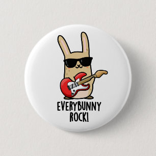 Badge Rond 5 Cm Chaque Lapin Rock Drôle Animal Rabbit Pun