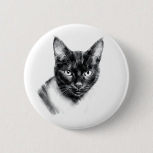 Badge Rond 5 Cm Charbon de Chat