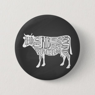 Badge Rond 5 Cm charcuterie de boucherie de vache fermière charcu