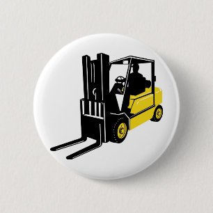 Badge Rond 5 Cm chariot élévateur rétro