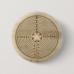 Badge Rond 5 Cm Chartres Labyrinthe style ancien + vos idées
