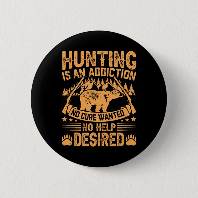 Badge Rond 5 Cm Chasse À L'Ours Hommes Disant Chasseurs Citer Chas (Devant)