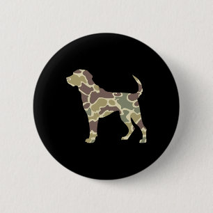 Badge Rond 5 Cm Chasse Camo Old School Chien