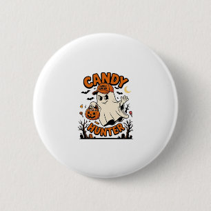 Badge Rond 5 Cm Chasseur de bonbons Halloween Fantôme Citrouille S
