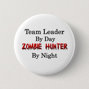 Badge Rond 5 Cm Chasseur de meneur d'équipe/zombi