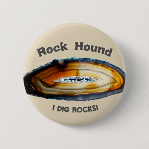 Badge Rond 5 Cm Chasseur de roches - J'adore les roches !