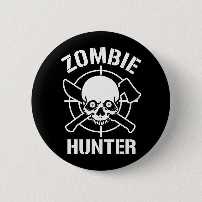 Badge Rond 5 Cm Chasseur de zombi (Devant)