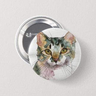 Badge Rond 5 Cm Chat à l'aquarelle