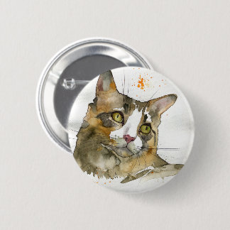 Badge Rond 5 Cm Chat à l'aquarelle