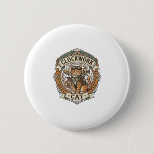 Badge Rond 5 Cm Chat à ressort Chat Steampunk Vintage Art Vector S