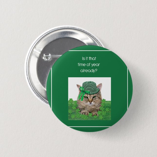 Badge Rond 5 Cm Chat amusant à la Saint-Patrick (Devant & derrière)