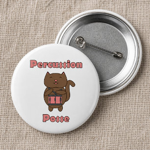 Badge Rond 5 Cm Chat Batteur Mignon Groupe de Percussion Dessin An