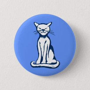 Badge Rond 5 Cm chat bleu
