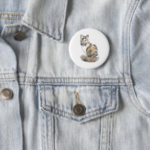 Badge Rond 5 Cm Chat Calico Fancy