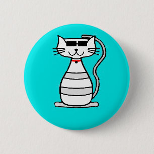 Badge Rond 5 Cm Chat cool avec lunettes de soleil