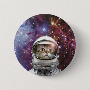 Badge Rond 5 Cm Chat Cosmonaut