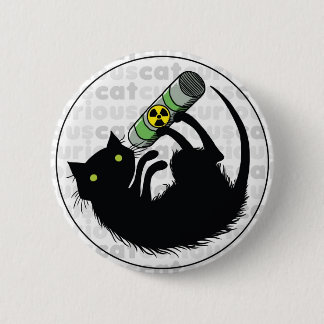 Badge Rond 5 Cm Chat curieux avec de l'uranium