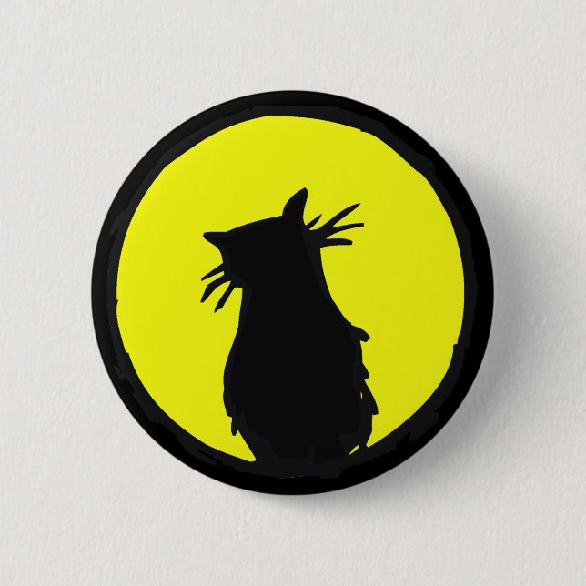 Badge Rond 5 Cm Chat dans la lune (Devant)