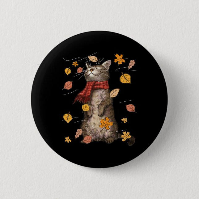 Badge Rond 5 Cm Chat d'automne chat d'automne chaton chaton chaton (Devant)