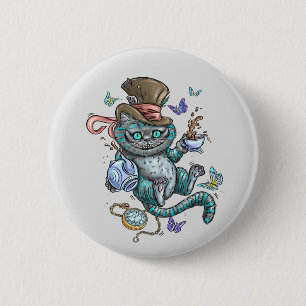 Badge Rond 5 Cm Chat de Cheshire souriant