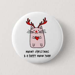 Badge Rond 5 Cm Chat de Noël